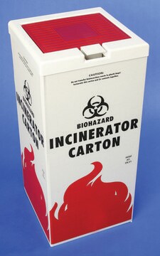 Cover for bio-hazard incinerator carton autoclavable