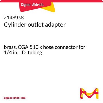 Cylinder outlet adapter brass, CGA 510 x hose connector for 1/4 in. I.D. tubing