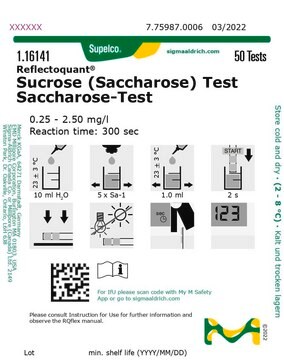 Sucrose (Saccharose) Test reflectometric, 0.25-2.50&#160;g/L (sucrose), for use with REFLECTOQUANT&#174;