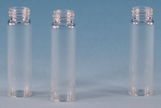 バイアル、スクリュートップ、透明ガラス製(キャップは付属しません) volume 7&#160;mL, clear glass vial, thread for 15-425, pkg of 100&#160;ea