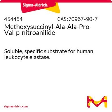 Methoxysuccinyl-Ala-Ala-Pro-Val-p-nitroanilid Soluble, specific substrate for human leukocyte elastase.