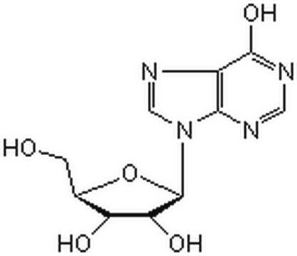 Inosin A metabolite of adenosine that acts as a potent coronary vasodilator. Exhibits a positive inotropic action on heart muscle and can antagonize the ouabain-induced arrhythmias.