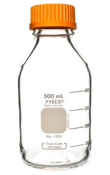 Pyrex&#174; round media storage bottles and reusable screw caps capacity 500&#160;mL