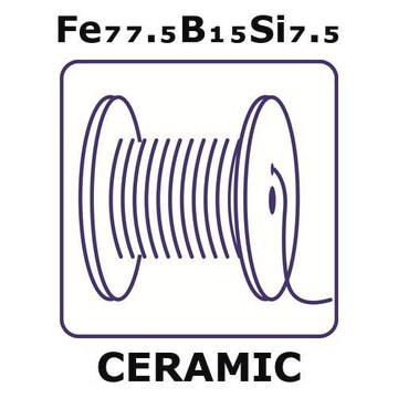 Iron/boron/silicon wire, Fe77.5%/B 15%/Si 7.5%, 0.125&#160;mm diameter, condition metallic glass, length 50 m