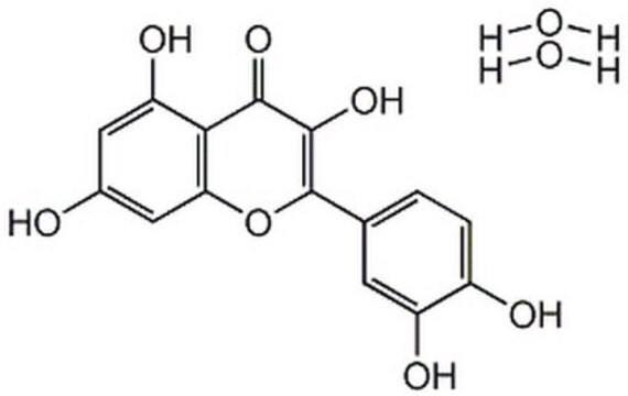 Quercetin, Dihydrat A cell-permeable and reversible inhibitor of PIM1 kinase (IC&#8325;&#8320; = 43 nM), PI 3-K (IC&#8325;&#8320; = 3.8 &#181;M) and phospholipase A2 (IC&#8325;&#8320; = 2 &#181;M).