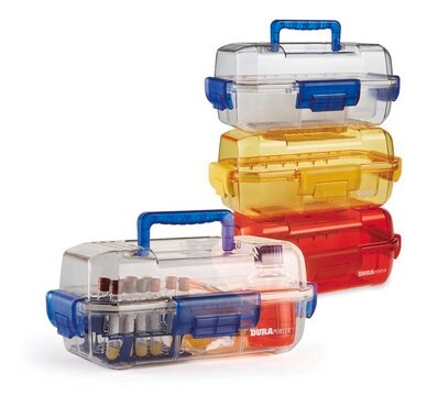 DuraPorter&#174; specimen transport box clear, with blue handles