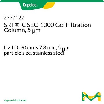 SRT&#174;-C SEC-1000 Gel Filtration Column, 5 &#956;m L × I.D. 30&#160;cm × 7.8&#160;mm, 5&#160;&#956;m particle size, stainless steel