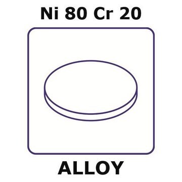 Nickel-chromium alloy, Ni80Cr20 foil, 6mm disks, 0.50mm thickness, as rolled