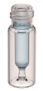 Interlocked&#8482; vial with fused glass insert, screw top volume 0.3&#160;mL, clear glass vial, thread for 9 mm, pkg of 100&#160;ea