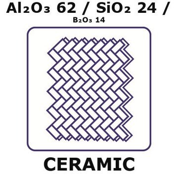 Alumina/Silica/Boria fabric, Al2O3 62%/SiO2 24%/B2O3 14%, weight.m-2 -400g, length 5 m, coil width 25.4&#160;mm