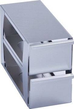 Eppendorf&#174; Upright Freezer Rack Holds 12 x 102&nbsp;mm/4&nbsp;in boxes, (4 x 3) configuration, stainless steel, drawer