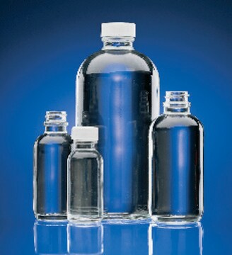 Wheaton narrow mouth bottles with caps capacity 16&#160;oz (500&#160;mL), clear, white polypropylene cap, vinyl flat liner