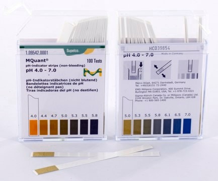 pH-Indikatorstäbchen pH 4,0 - 7,0 non-bleeding, colorimetric, pH range 4.0-7.0, MQuant&#174;