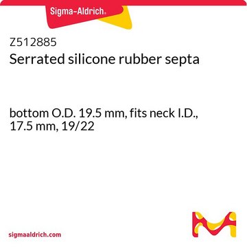 Serrated silicone rubber septa bottom O.D. 19.5&#160;mm, fits neck I.D., 17.5&#160;mm, ST/NS: 19/22