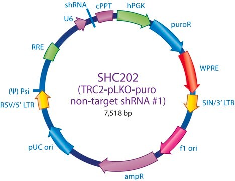 MISSION&#174; TRC2 pLKO.5-puro非哺乳類shRNAコントロールプラスミドDNA Targets no known mammalian genes