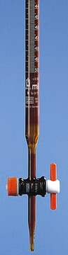 BRAND&#174; SILBERBRAND burette, straight stopcock, Class B amber borosilicate glass (PTFE key), volume 25&#160;mL