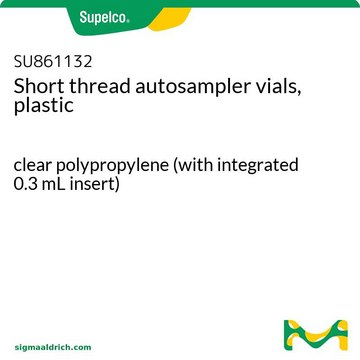 Short thread autosampler vials, plastic clear polypropylene (with integrated 0.3 mL insert)