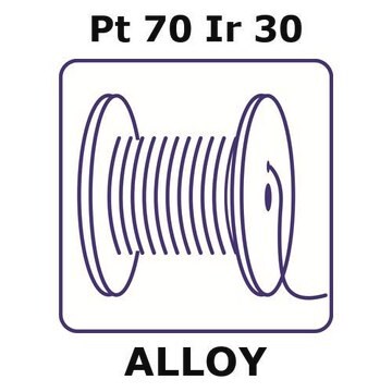 Platinum/Iridium wire, Pt 70%/Ir 30%, 0.05&#160;mm diameter, length 0.5 m, temper as drawn