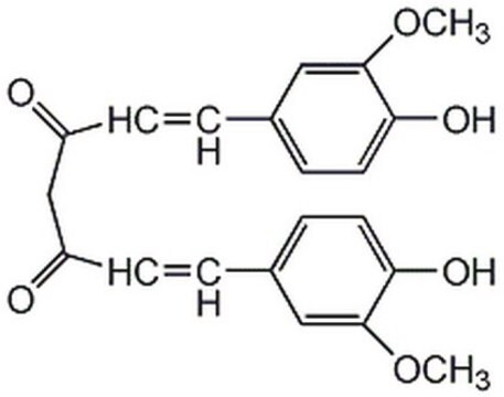 Curcumin, Curcuma longa L. A cell-permeable and irreversible antitumor and anti-inflammatory agent that acts as an inhibitor of 5-lipoxygenase (IC&#8325;&#8320; = 8 &#181;M) and cyclooxygenase (IC&#8325;&#8320; = 52 &#181;M).