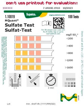 Sulfat-Test colorimetric, 200-1600&#160;mg/L (SO42-), for use with MQuant&#174; StripScan App, MQuant&#174;