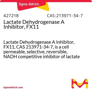 乳酸脱氢酶A抑制剂，FX11 Lactate Dehydrogenase A Inhibitor, FX11, CAS 213971-34-7, is a cell permeable, selective, reversible, NADH competitive inhibitor of lactate dehhydrogenase A (LDHA; Ki = 8 &#181;M for human liver LDHA).