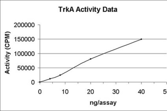 TrkA Protein, active, 10 &#181;g Active, N-terminal His6-tagged recombinant human TrkA, residues 440-end, for use in Kinase Assays.