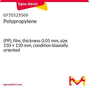 聚丙烯 (PP), film, thickness 0.05&#160;mm, size 150 × 150&#160;mm, condition biaxially oriented