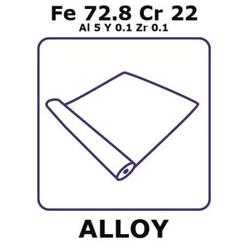 Fecralloy - Iron-Chromium, Fe72.8Cr22Al5Y0.1Zr0.1 foil, 1m coil, 0.3mm thickness, annealed