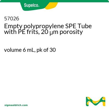 Tubo de SPE de polipropileno vacío con frita de PE, porosidad de 20 &#956;m volume 6&#160;mL, pk of 30