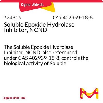 Löslicher Epoxid-Hydrolase-Inhibitor, NCND The Soluble Epoxide Hydrolase Inhibitor, NCND, also referenced under CAS 402939-18-8, controls the biological activity of Soluble Epoxide Hydrolase.