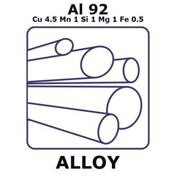 Aluminium alloy 2014 rod, Al 92%/Cu 8%/Mn 1%/Si 1%/Fe 0.5%/Mg, 22.2&#160;mm diameter, length 1000 mm