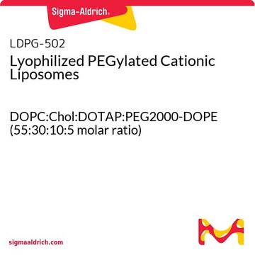 Lyophilized PEGylated Cationic Liposomes DOPC:Chol:DOTAP:PEG2000-DOPE (55:30:10:5 molar ratio)