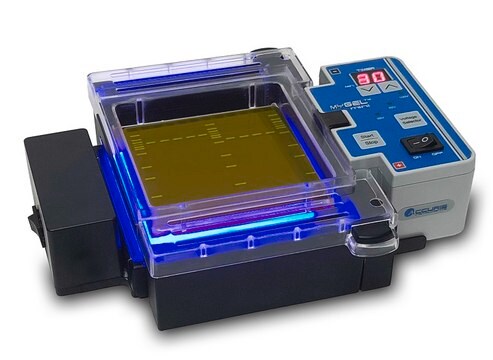 Benchmark myGel InstaView Complete Electrophoresis System with Blue LED Illuminator AC/DC input 230 V, UK plug