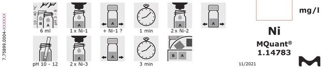 Nickel Test colorimetric, 0.5-10&#160;mg/L (Ni), for use with MQUANT&#174;