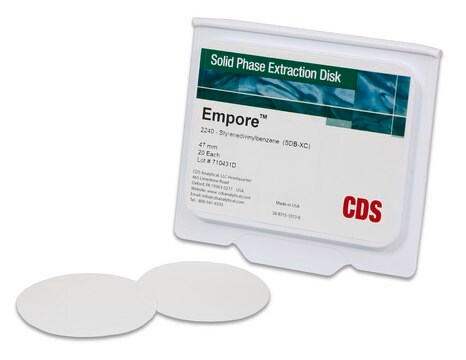 Empore&#8482; SPE Disks matrix active group polystyrene-divinylbenzene (SDB-XC), diam. 47&#160;mm, pk of 20