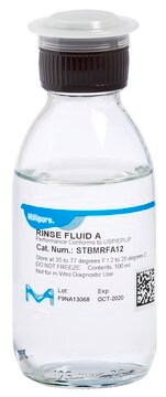 Fluid A - Ready-to-use Rinse Fluid bottle capacity 125&#160;mL, bottle filling volume 100&#160;mL, Black screw cap with septum and protector, pack of 12&#160;bottles