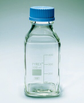 Pyrex&#174; Media-Lab Bottles, square, with cap and pouring ring, with printed trace code capacity 250&#160;mL