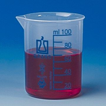 BRAND&#174; PP beaker with spout, low form volume 100&#160;mL