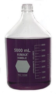 KIMBLE&#174; KIMAX&#174; Media bottle without cap, round transparent borosilicate glass bottle, bottle capacity (5,000&#160;mL), non-sterile