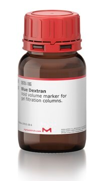 Blaudextran Void volume marker for gel filtration columns.