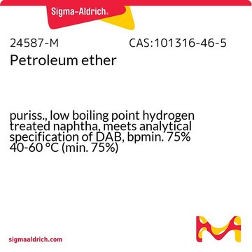 Etere di petrolio puriss., low boiling point hydrogen treated naphtha, meets analytical specification of DAB, bpmin. 75% 40-60&#160;°C (min. 75%)