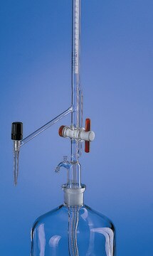 BRAND&#174; BLAUBRAND&#174; automatic burette, Pellet pattern volume 50&#160;mL, accuracy: ±0.05&#160;mL, clear borosilicate glass 3.3 (Schellbach lateral needle-valve stopcock PTFE key, grad. in blue)