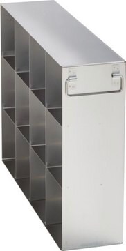 Eppendorf&#174; Side Access Stainless Steel Rack for CryoCube(R) F740 Upright Freezers including front and back handle for storage of 12 boxes up to 136x136x133 mm (5 inch boxes), 3-Compartment, external W × D × H (139&#160;mm) (569&#160;mm) (414&#160;mm)