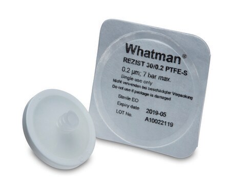 Whatman&#174; ReZist&#174; syringe filter 30 mm, pore size 1&#160;&#956;m, PTFE membrane, non-sterile, pkg of 500&#160;ea