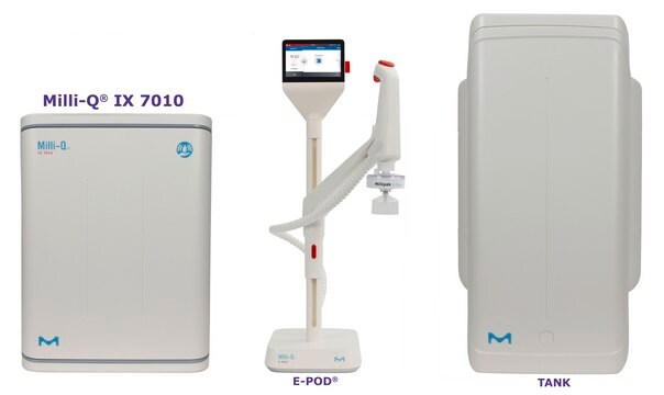 Système de purification d'eau pure Milli-Q&#174;&nbsp;IX 7010 The most advanced Milli-Q&#174; pure water system for the production of Elix&#174; quality water at a flow rate of 10 L/h., input: potable tap water, output: type 2 water (> 5&#160;M&#937;·cm)