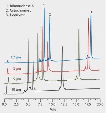 Analiza HPLC białek i peptydów na 7689 WCX, porównanie różnych rozmiarów cząstek application for HPLC