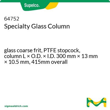 特种玻璃柱 glass coarse frit, PTFE stopcock, column L × O.D. × I.D. 300&#160;mm × 13&#160;mm × 10.5&#160;mm, 415mm overall