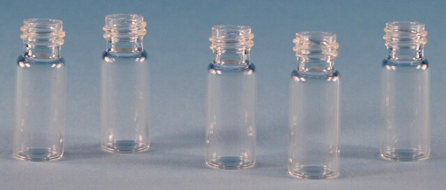 经过认证的螺纹口样品瓶&#65292;9mm 螺纹&#65292;12×32mm volume 2&#160;mL, clear glass vial (with graduated marking spot), pkg of 100&#160;ea