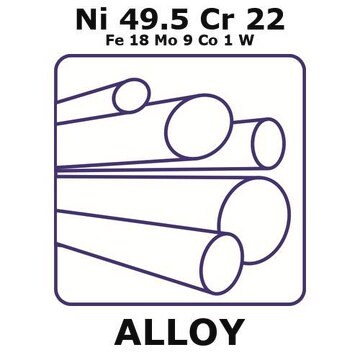 Hastelloy&#174; X alloy, Ni49.5Cr22Fe18Mo9Co1W 500mm rod, 9.5mm diameter