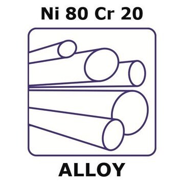 Nickel/Chromium rod, Ni 80%/Cr 20%, 6.0&#160;mm diameter, length 200 mm, temper annealed